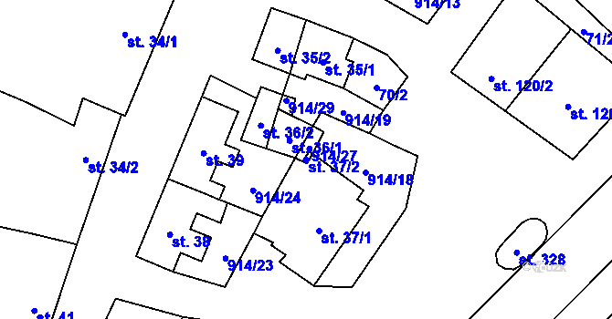 Parcela st. 37/2 v KÚ Drahany, Katastrální mapa