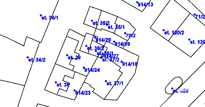 Parcela st. 914/27 v KÚ Drahany, Katastrální mapa