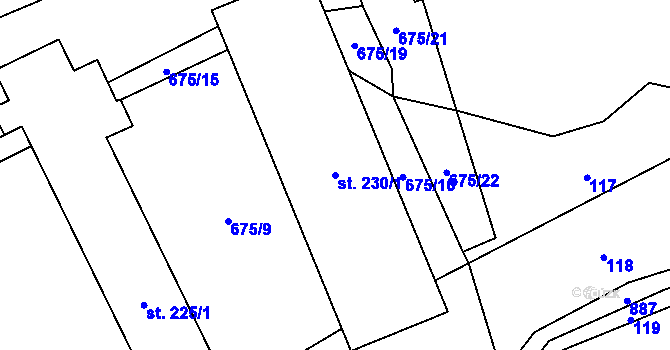 Parcela st. 230/1 v KÚ Drahany, Katastrální mapa