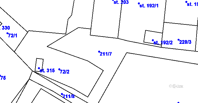 Parcela st. 211/7 v KÚ Drahany, Katastrální mapa