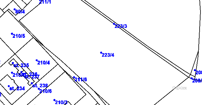 Parcela st. 223/4 v KÚ Drahany, Katastrální mapa