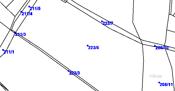 Parcela st. 223/5 v KÚ Drahany, Katastrální mapa