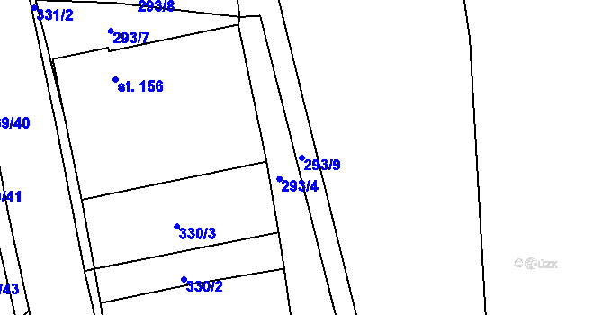 Parcela st. 293/9 v KÚ Drahany, Katastrální mapa