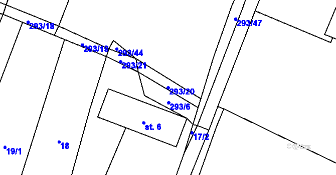 Parcela st. 293/20 v KÚ Drahany, Katastrální mapa
