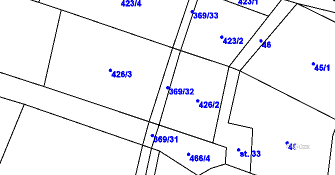 Parcela st. 369/32 v KÚ Drahany, Katastrální mapa
