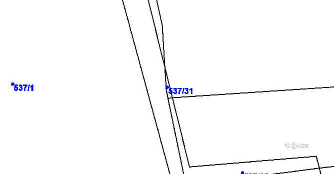 Parcela st. 537/31 v KÚ Drahany, Katastrální mapa