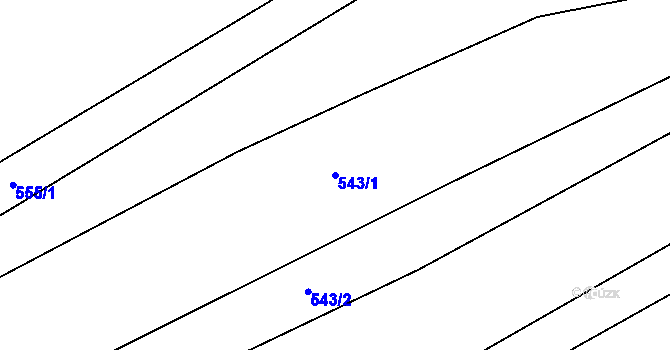 Parcela st. 543/1 v KÚ Drahany, Katastrální mapa
