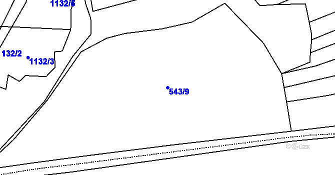 Parcela st. 543/9 v KÚ Drahany, Katastrální mapa