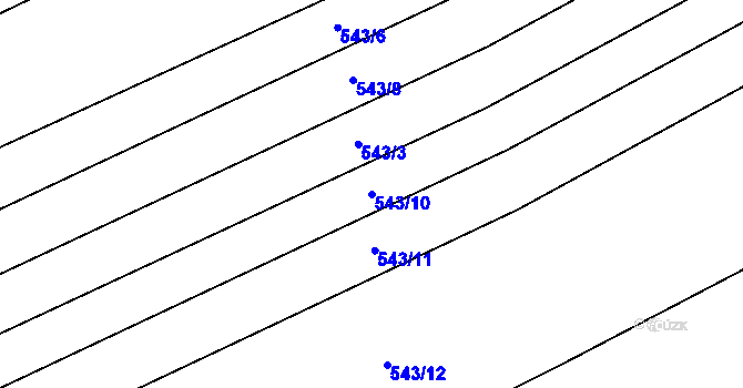 Parcela st. 543/10 v KÚ Drahany, Katastrální mapa