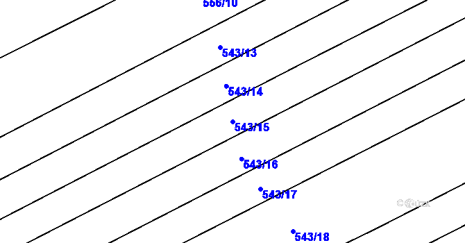 Parcela st. 543/15 v KÚ Drahany, Katastrální mapa