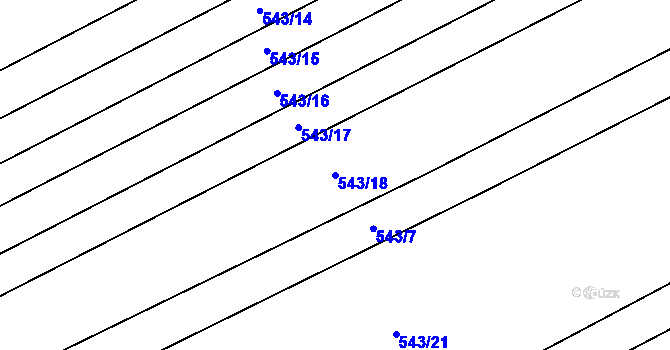 Parcela st. 543/18 v KÚ Drahany, Katastrální mapa