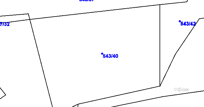 Parcela st. 543/40 v KÚ Drahany, Katastrální mapa