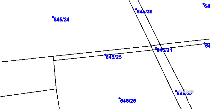 Parcela st. 645/25 v KÚ Drahany, Katastrální mapa