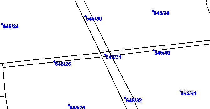 Parcela st. 645/31 v KÚ Drahany, Katastrální mapa