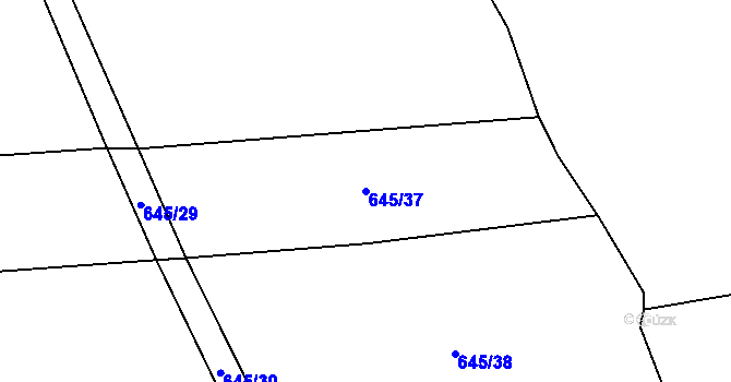 Parcela st. 645/37 v KÚ Drahany, Katastrální mapa