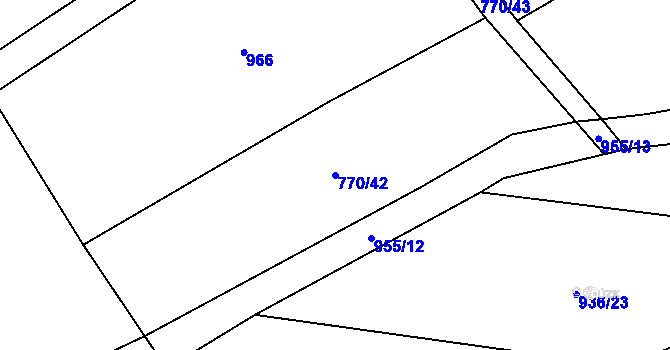 Parcela st. 770/42 v KÚ Drahany, Katastrální mapa