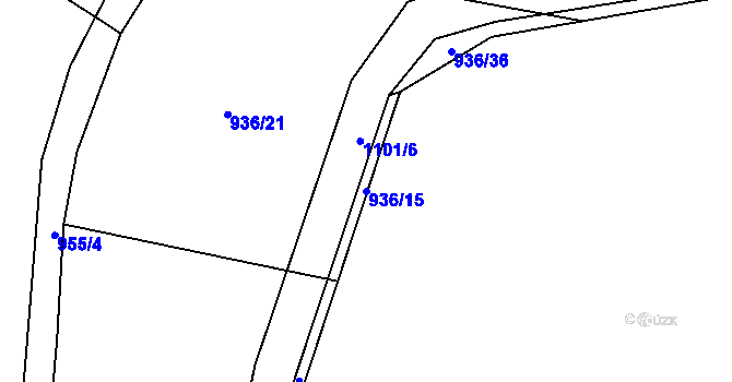 Parcela st. 936/15 v KÚ Drahany, Katastrální mapa