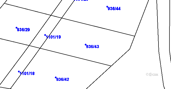 Parcela st. 936/43 v KÚ Drahany, Katastrální mapa