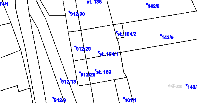Parcela st. 184/1 v KÚ Drahany, Katastrální mapa