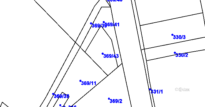 Parcela st. 369/43 v KÚ Drahany, Katastrální mapa