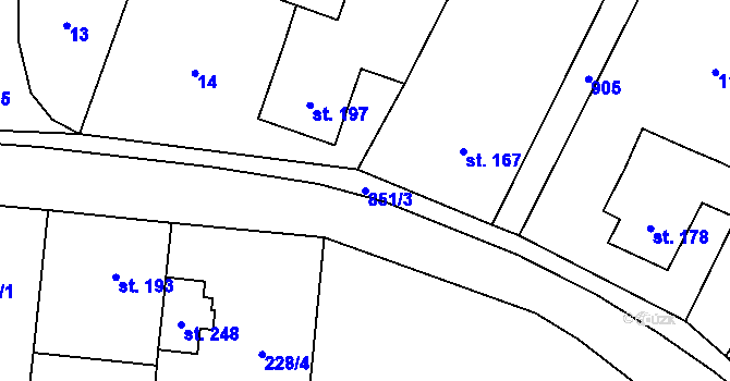 Parcela st. 851/3 v KÚ Drahany, Katastrální mapa
