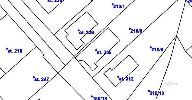 Parcela st. 335 v KÚ Drahany, Katastrální mapa