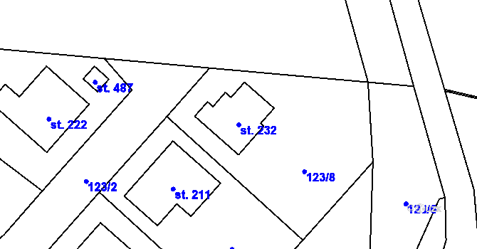 Parcela st. 232 v KÚ Drahelčice, Katastrální mapa