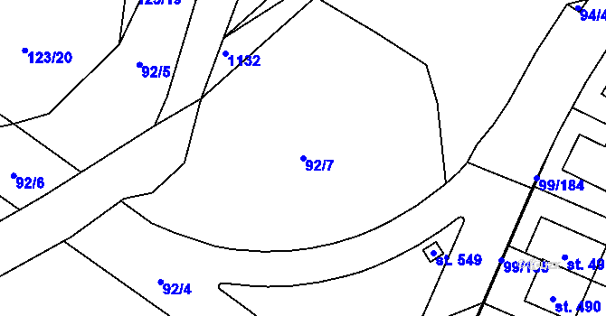 Parcela st. 92/7 v KÚ Drahelčice, Katastrální mapa