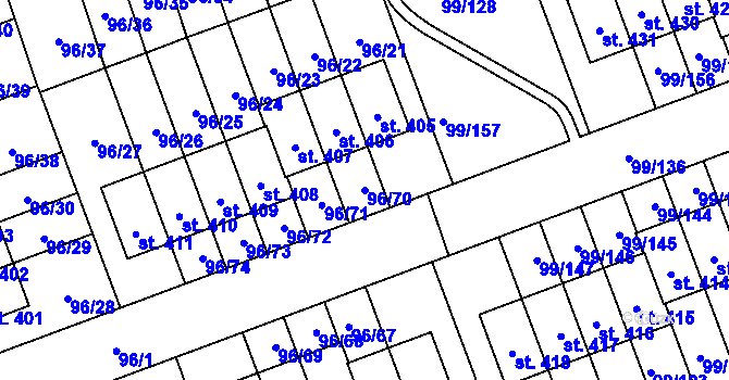 Parcela st. 96/70 v KÚ Drahelčice, Katastrální mapa