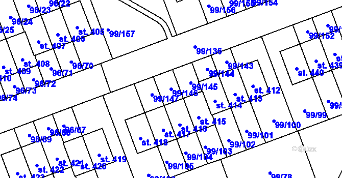 Parcela st. 99/146 v KÚ Drahelčice, Katastrální mapa