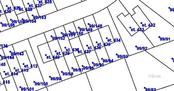 Parcela st. 436 v KÚ Drahelčice, Katastrální mapa