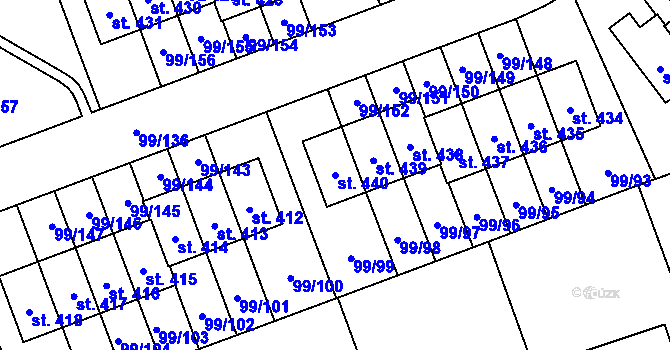 Parcela st. 440 v KÚ Drahelčice, Katastrální mapa