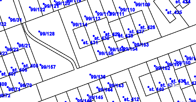 Parcela st. 99/156 v KÚ Drahelčice, Katastrální mapa