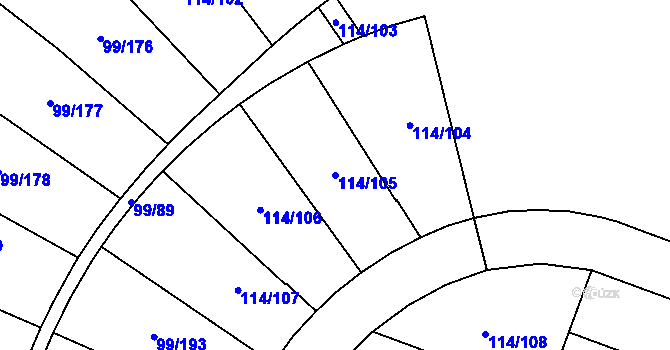 Parcela st. 114/105 v KÚ Drahelčice, Katastrální mapa