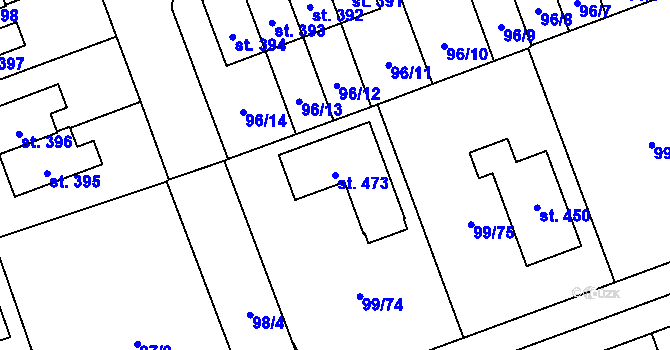 Parcela st. 473 v KÚ Drahelčice, Katastrální mapa