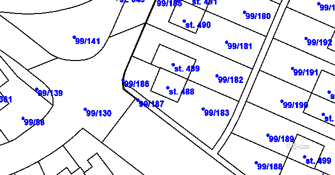 Parcela st. 488 v KÚ Drahelčice, Katastrální mapa