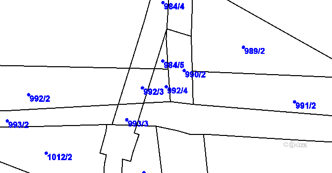 Parcela st. 992/4 v KÚ Drahelčice, Katastrální mapa
