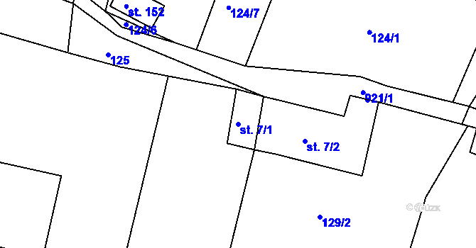 Parcela st. 7/1 v KÚ Drahenice, Katastrální mapa