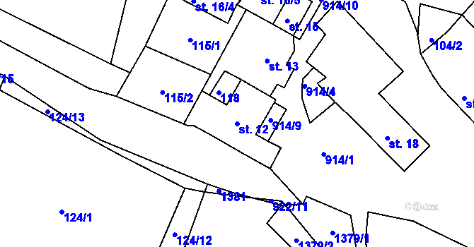 Parcela st. 12 v KÚ Drahenice, Katastrální mapa
