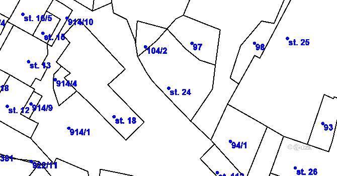 Parcela st. 24 v KÚ Drahenice, Katastrální mapa