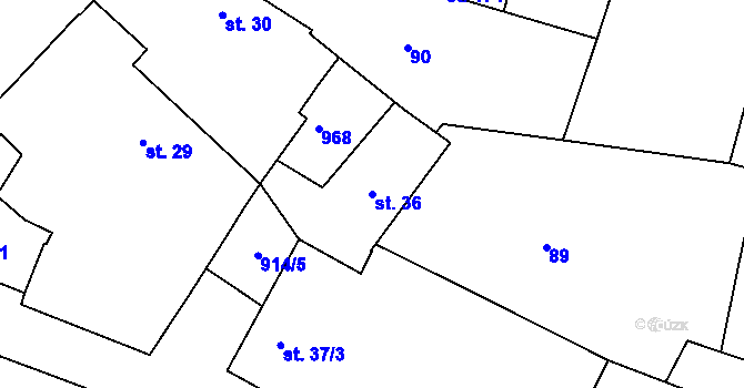 Parcela st. 36 v KÚ Drahenice, Katastrální mapa