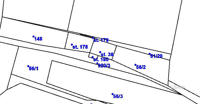 Parcela st. 38 v KÚ Drahenice, Katastrální mapa