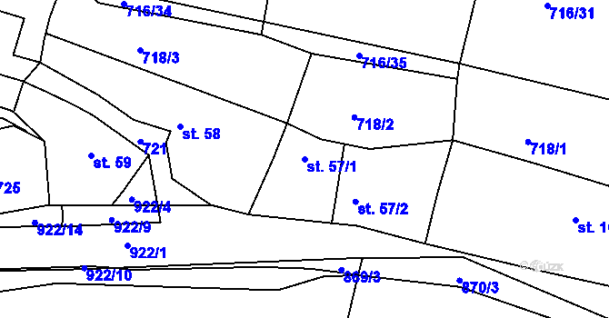 Parcela st. 57/1 v KÚ Drahenice, Katastrální mapa