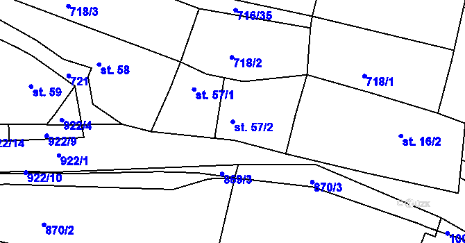Parcela st. 57/2 v KÚ Drahenice, Katastrální mapa