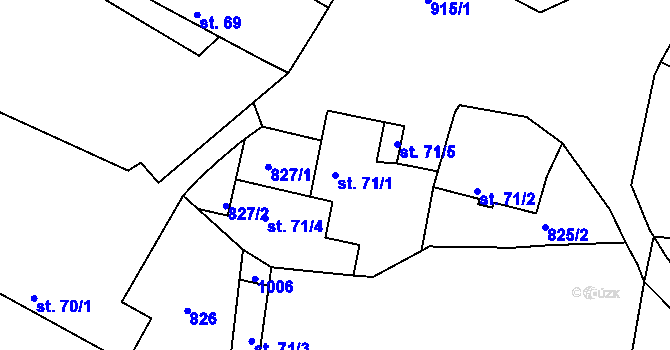 Parcela st. 71/1 v KÚ Drahenice, Katastrální mapa