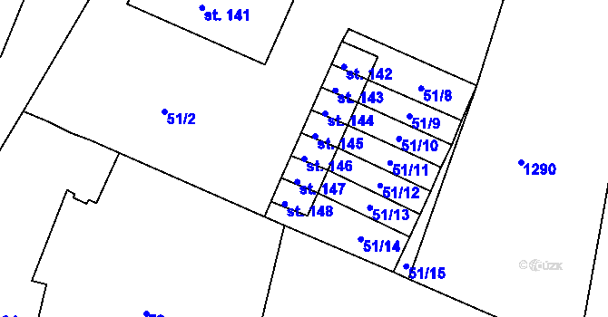 Parcela st. 146 v KÚ Drahenice, Katastrální mapa