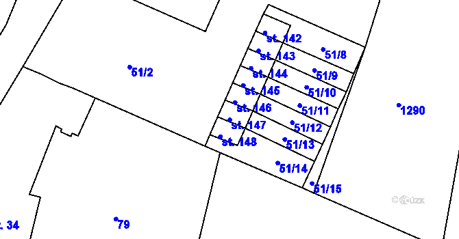Parcela st. 147 v KÚ Drahenice, Katastrální mapa