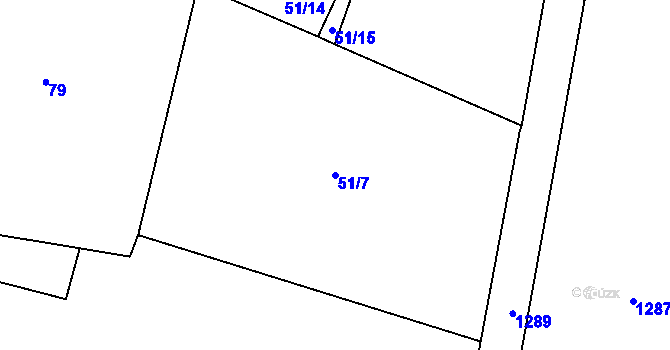 Parcela st. 51/7 v KÚ Drahenice, Katastrální mapa