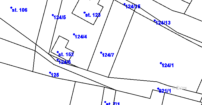Parcela st. 124/7 v KÚ Drahenice, Katastrální mapa