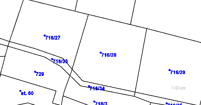 Parcela st. 716/28 v KÚ Drahenice, Katastrální mapa
